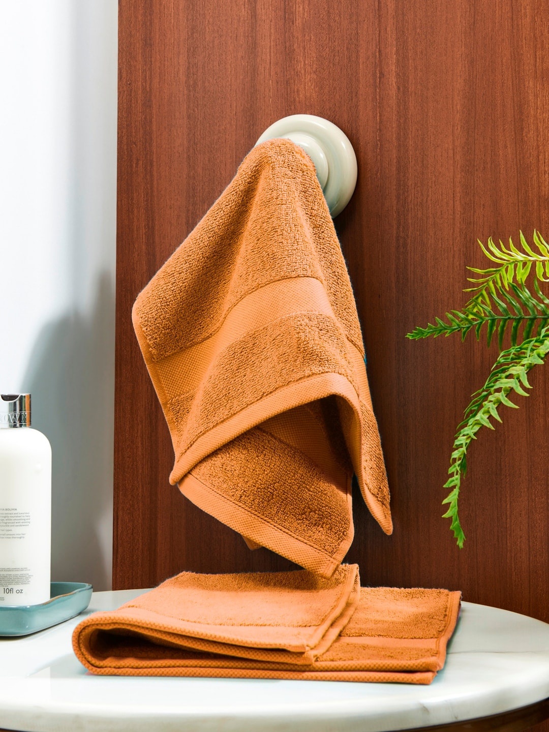 

DDecor Unisex Set Of 2 Orange Solid 500 GSM Live Beautiful Hand Towels