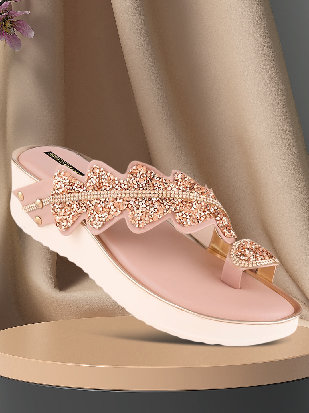 

Shoetopia Women Copper-Toned Embellished Wedges