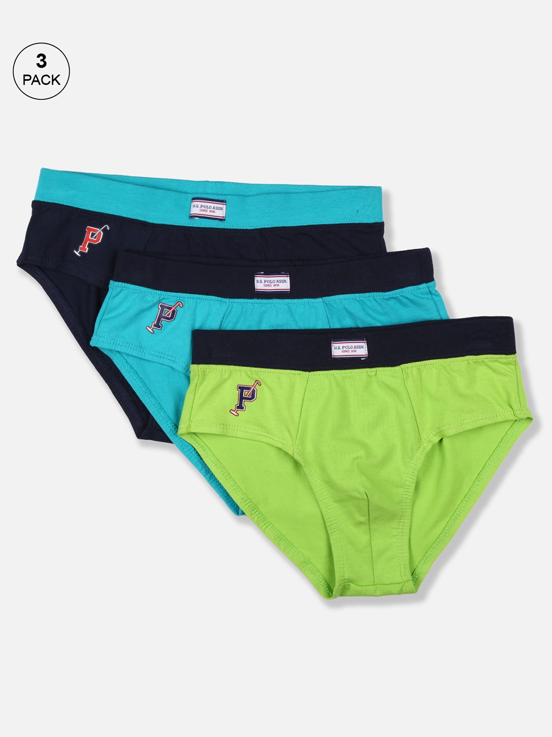 

U.S. Polo Assn. Kids Boys Pack of 3 Briefs, Lime green
