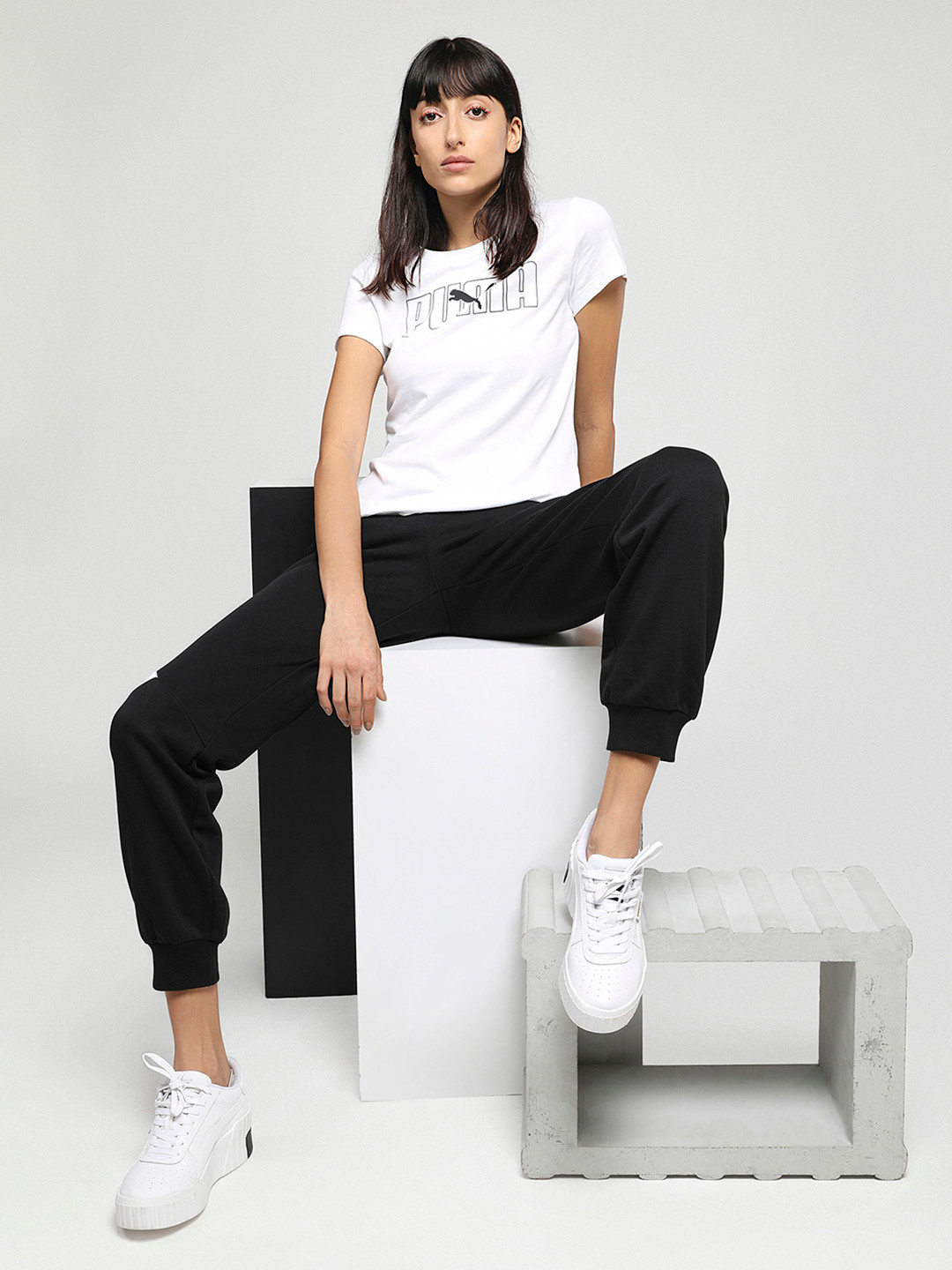 

Puma Women White Printed Round Neck T-shirt