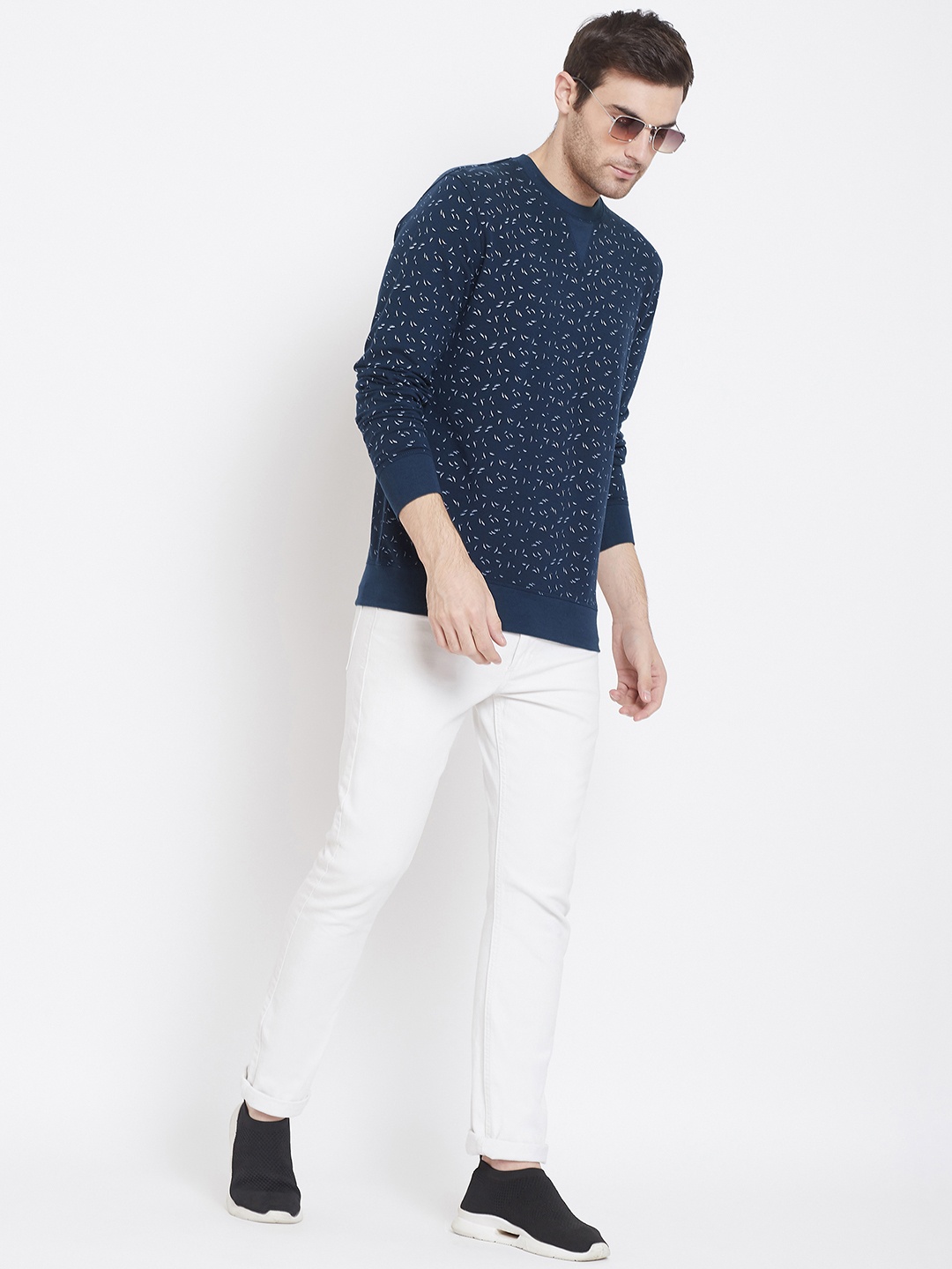 

Crimsoune Club Men Navy Blue & Off-White Printed Sweatshirt