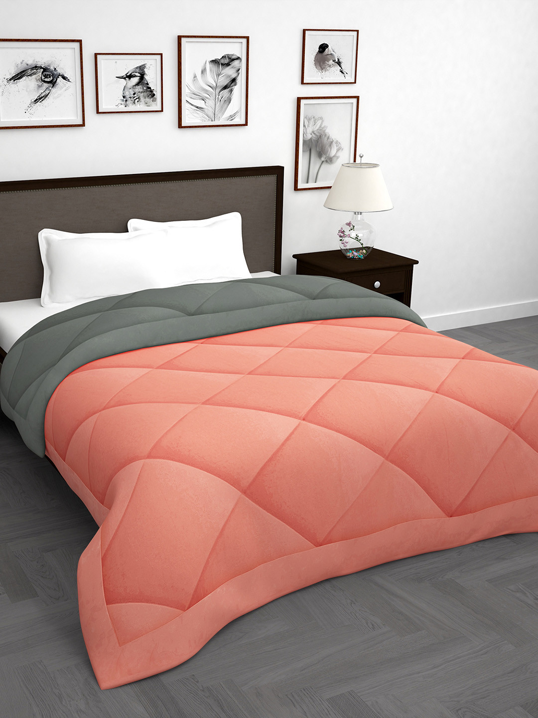 

Story@home Pink & Grey Solid Mild Winter 200 GSM Double Bed Comforter
