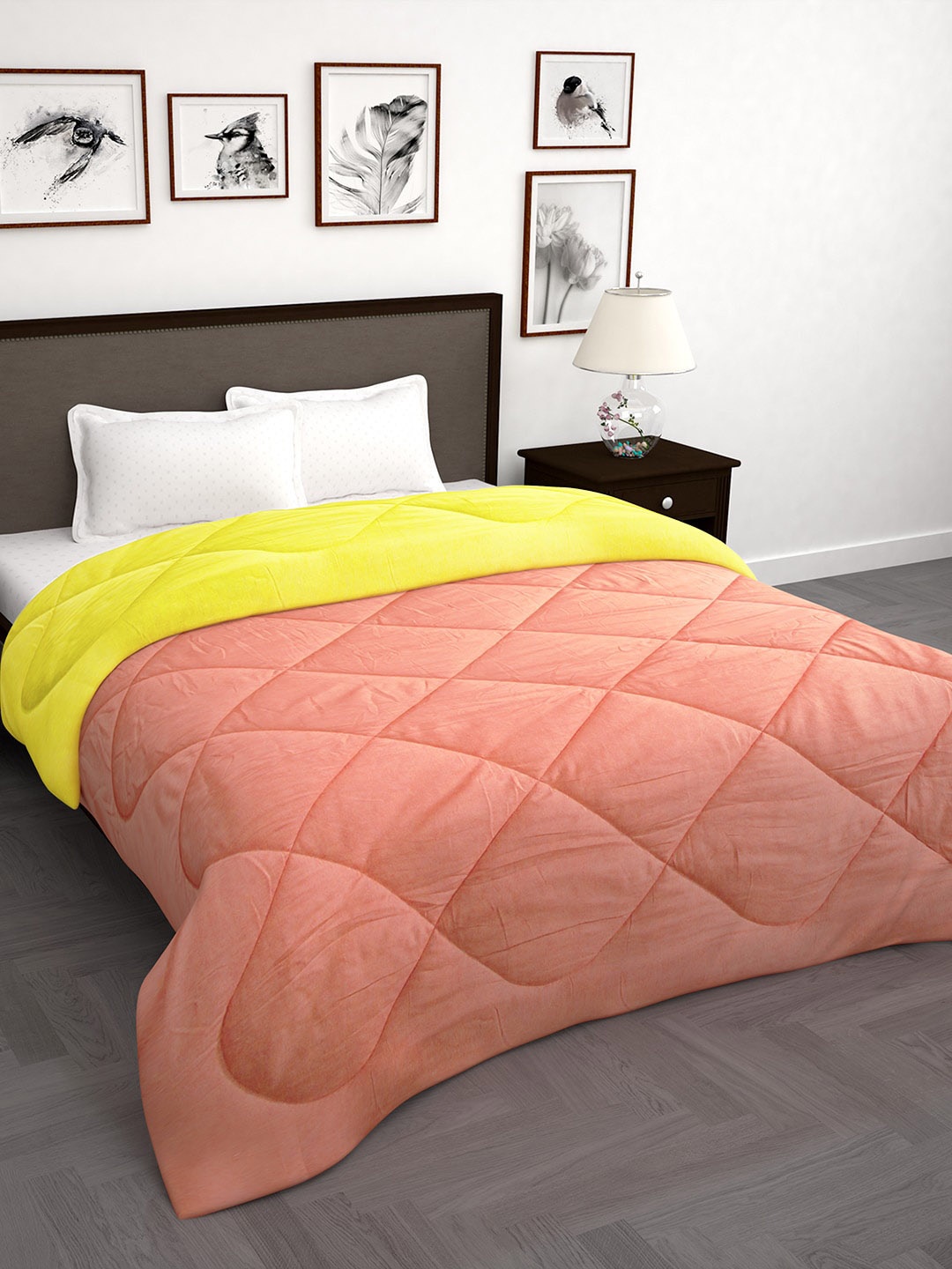 

Story@home Pink & Yellow Solid Mild Winter 200 GSM Double Bed Comforter