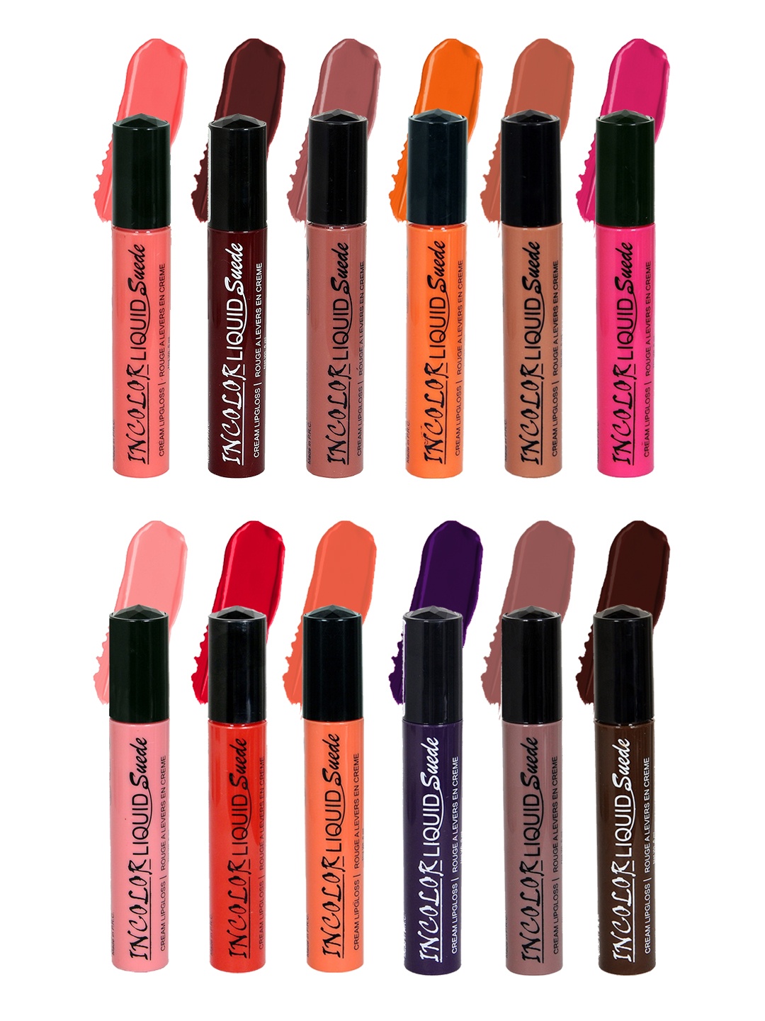 

Incolor Pack of 12 Liquid Suede Lip Gloss, Red