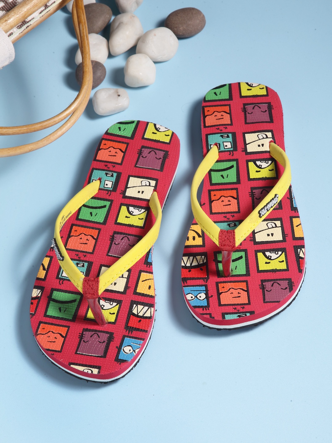 

Solethreads Women Red & Yellow Printed Thong Flip-Flops