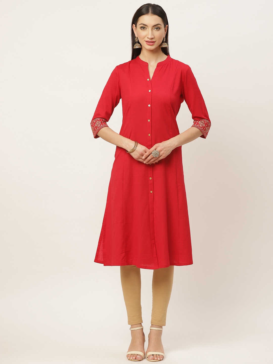

ZIZO By Namrata Bajaj Women Red Solid A-Line Kurta