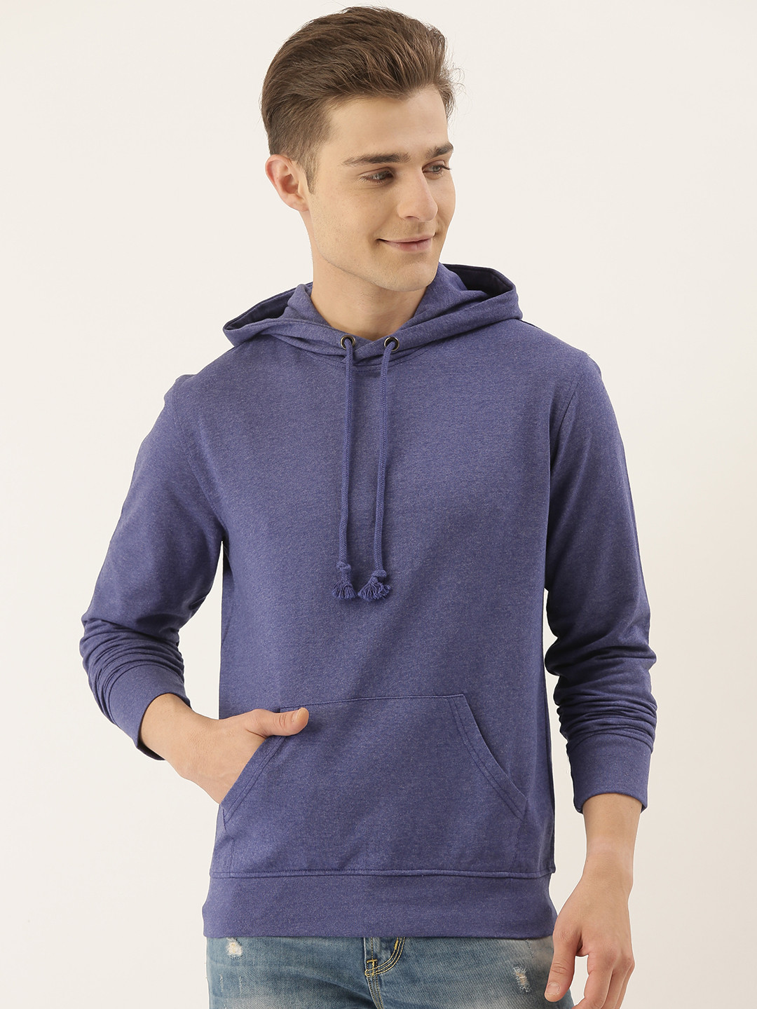 

ARISE Men Blue Solid Hooded Sweatshirt