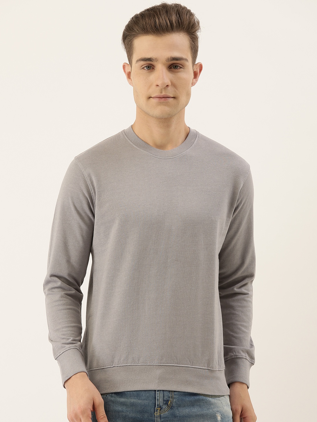 

ARISE Men Grey Solid Pullover Sweatshirt