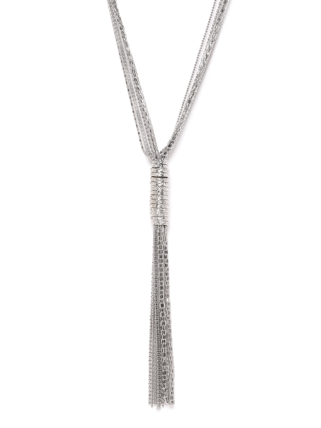 

RICHEERA Women Silver-Plated Artificial Beaded Tasselled Necklace
