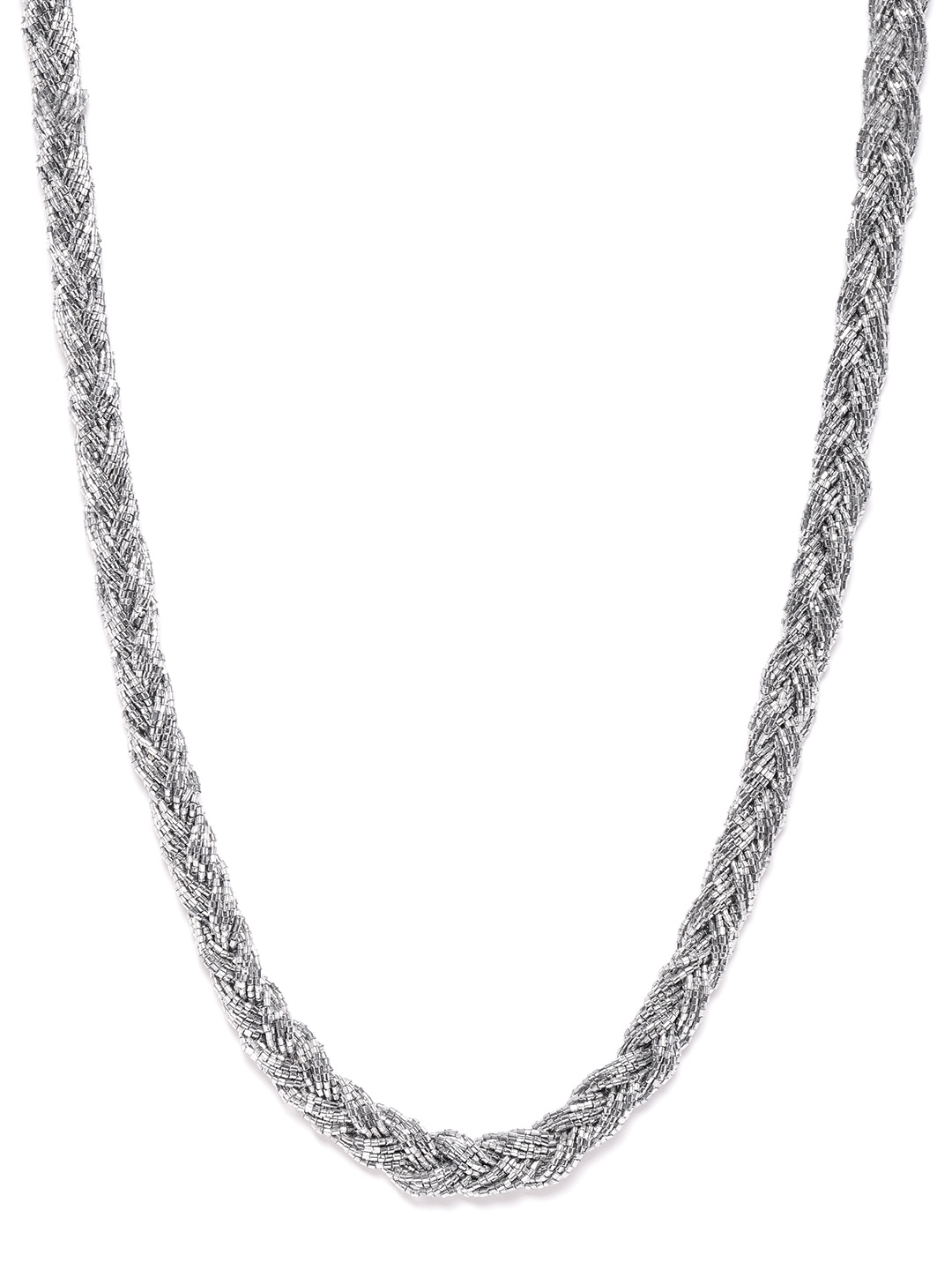 

RICHEERA Women Silver-Toned Artificial Beaded Braided Necklace