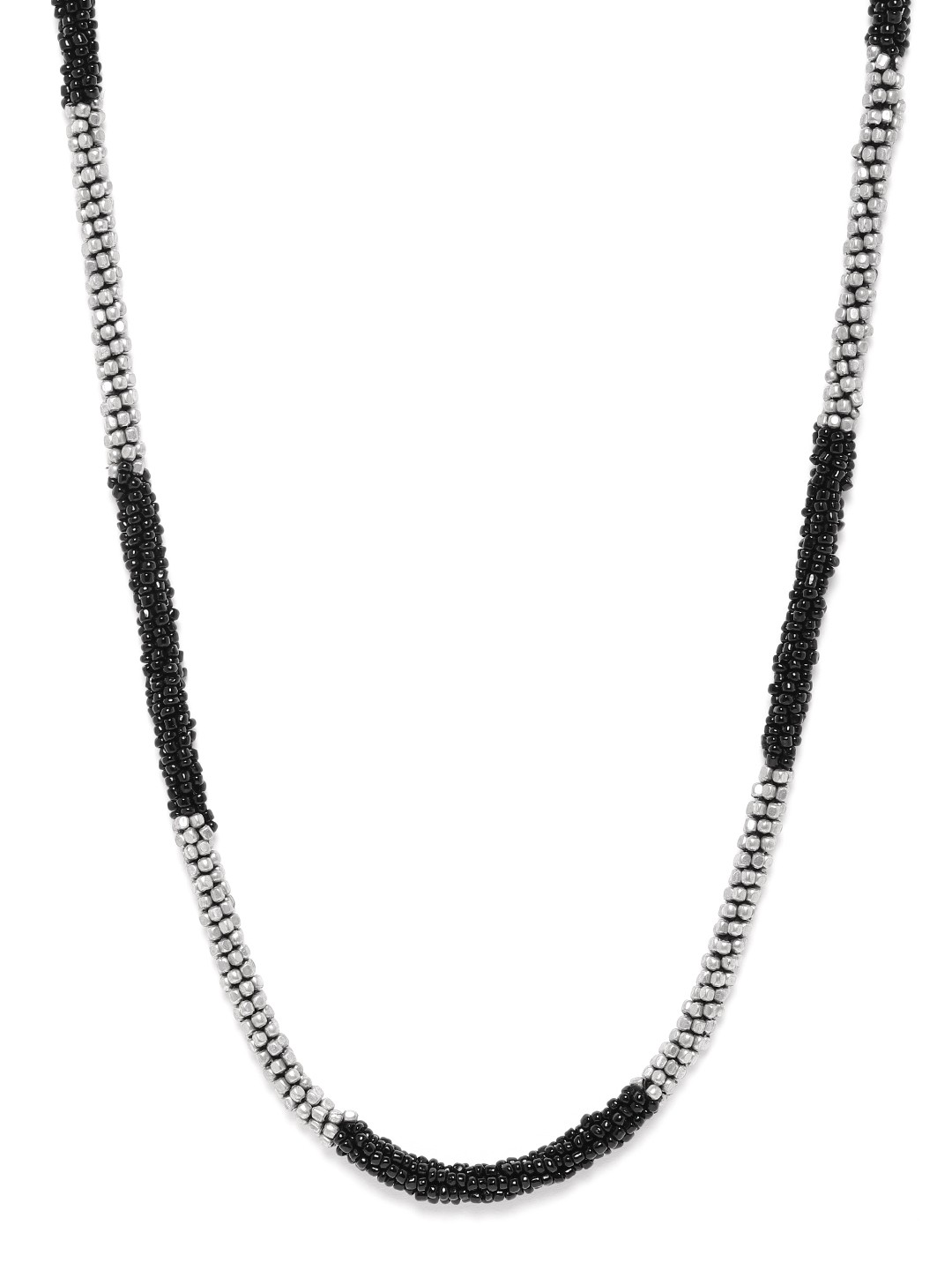 

RICHEERA Women Black & Silver-Toned Gold-Plated Beaded Necklace