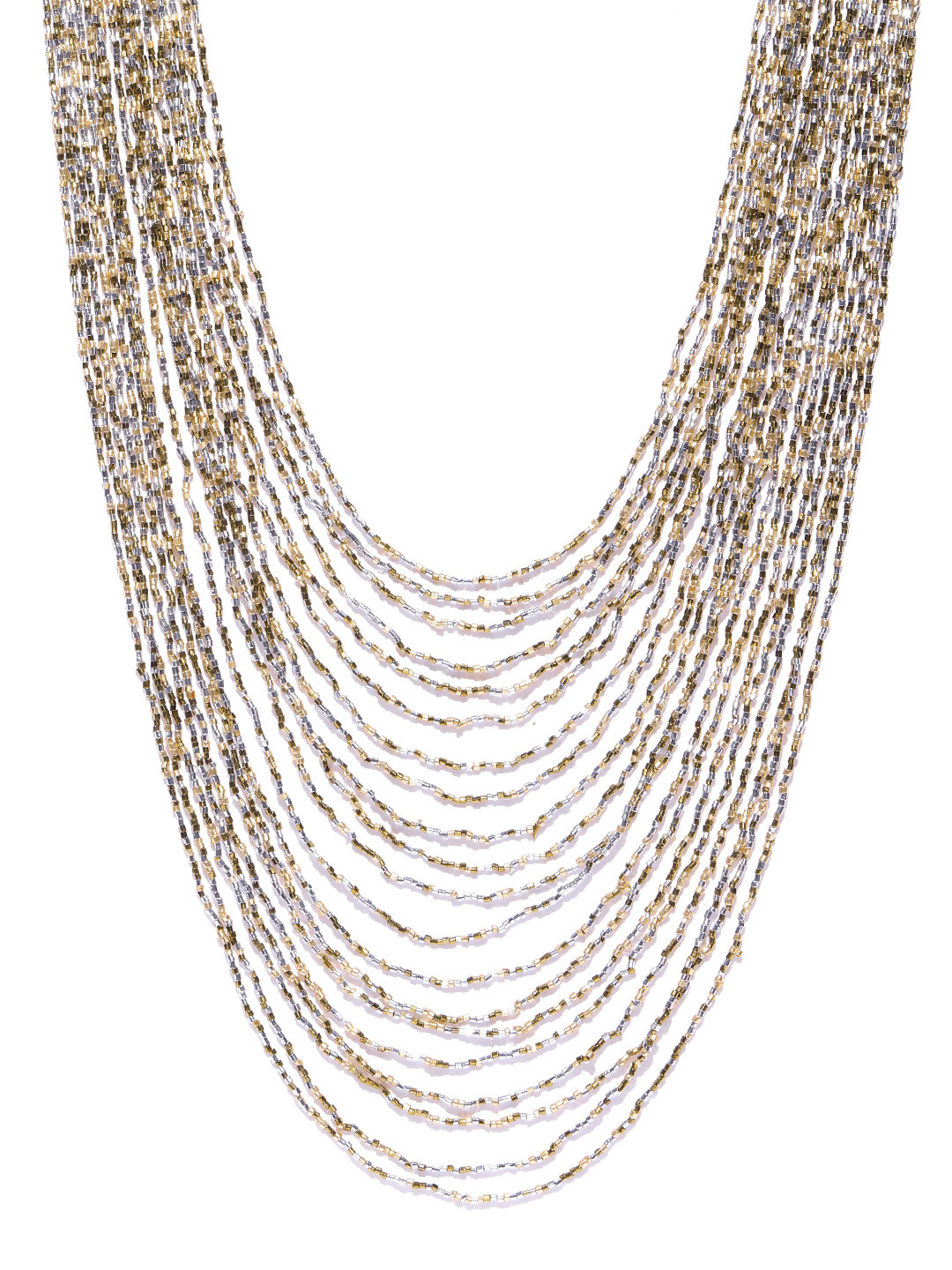 

RICHEERA Women Gold-Toned & Silver-Toned Beaded Layered Necklace