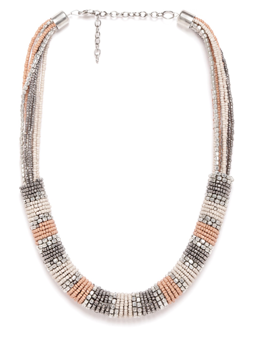 

RICHEERA Women Beige & Brown Silver-Plated Beaded Necklace