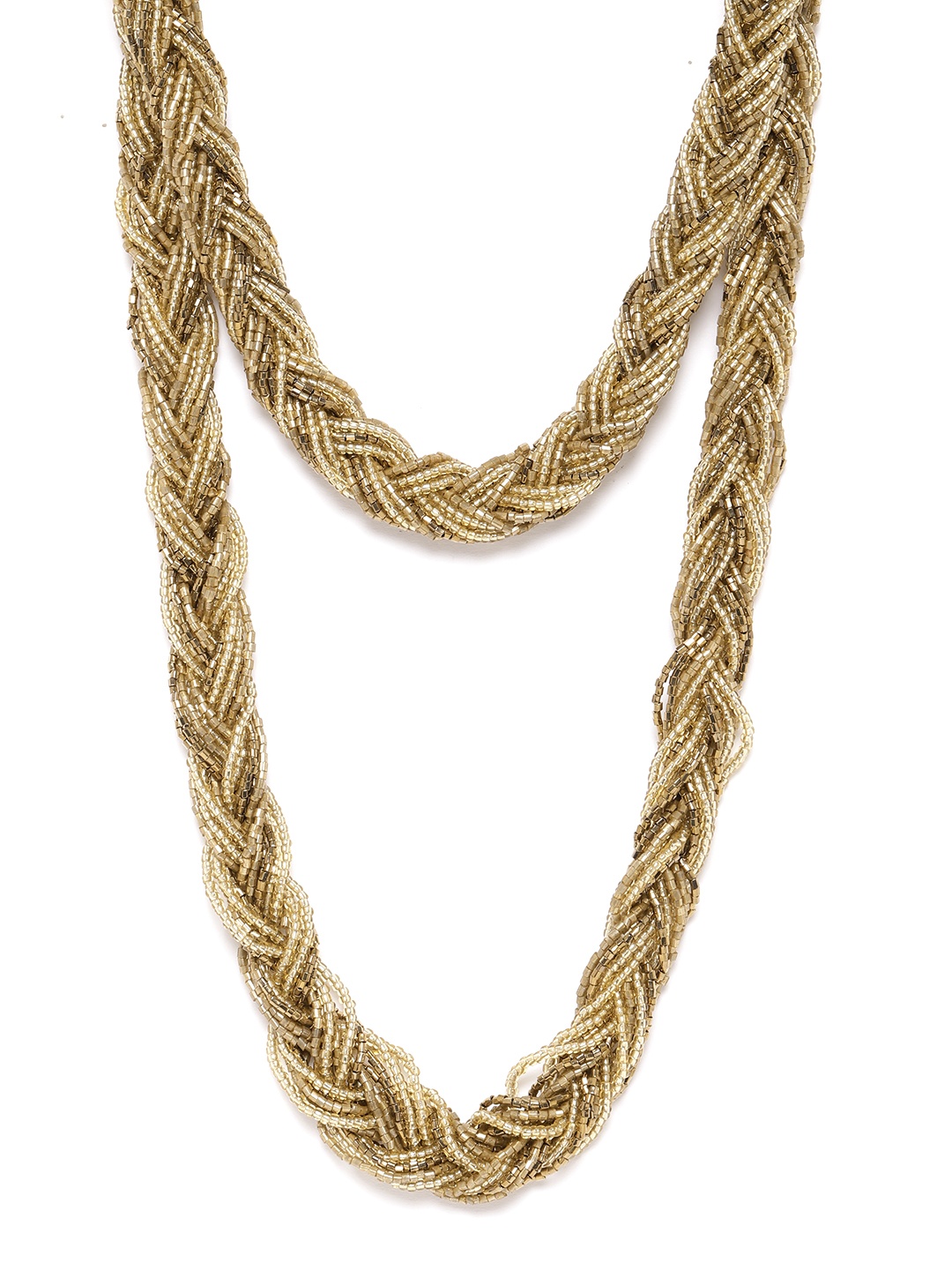 

RICHEERA Women Gold-Plated Beaded Braided Layered Necklace