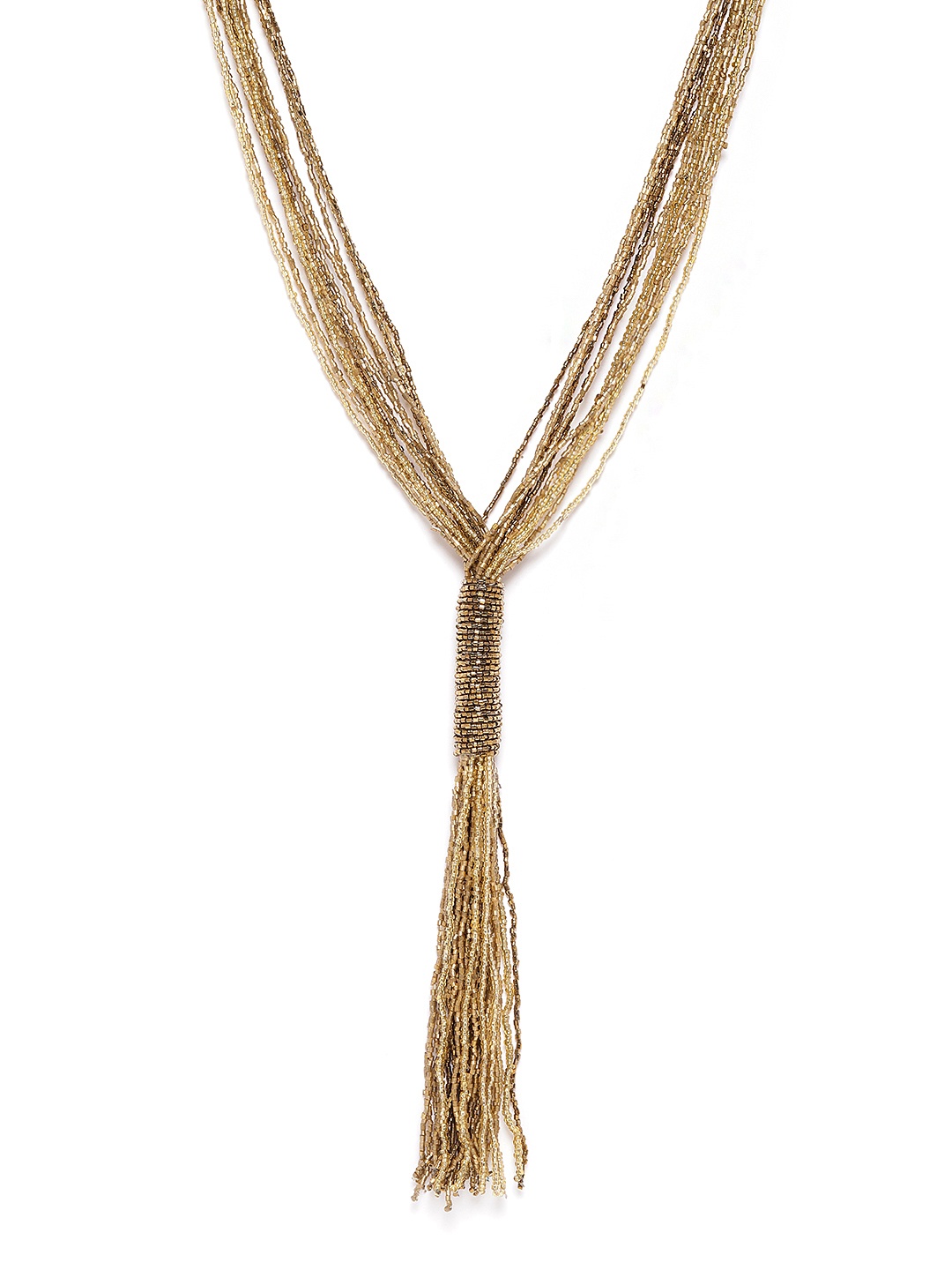 

RICHEERA Women Gold-Toned Artificial Beaded Tasselled Necklace