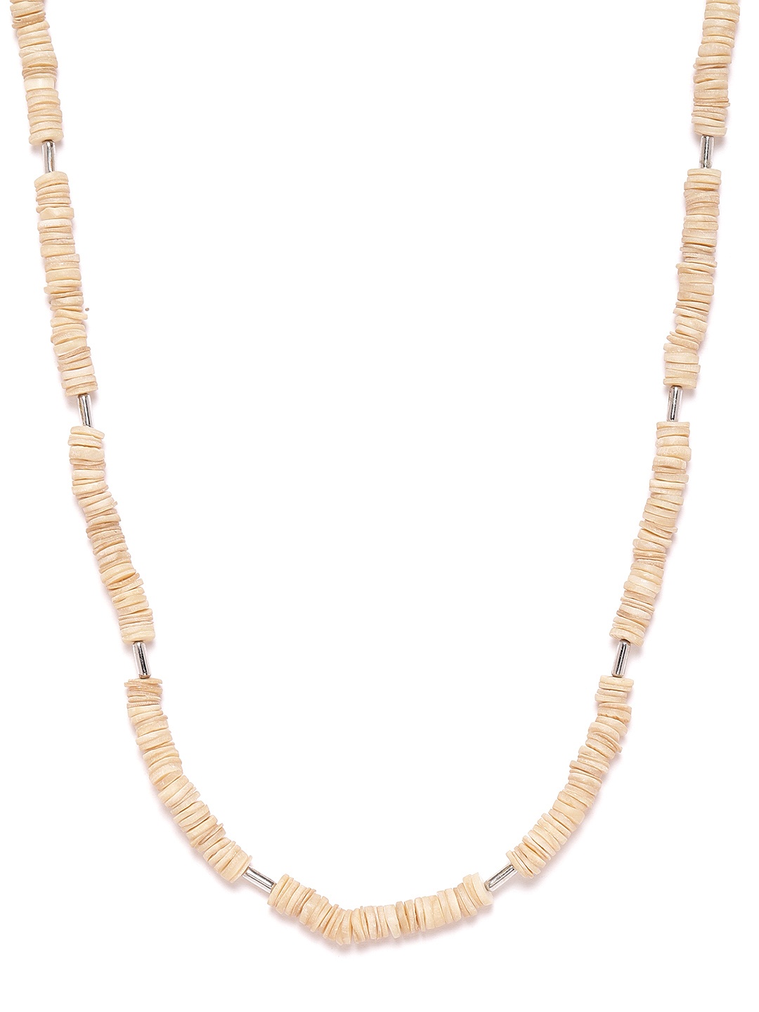 

RICHEERA Women Beige & Silver-Toned Beaded Necklace