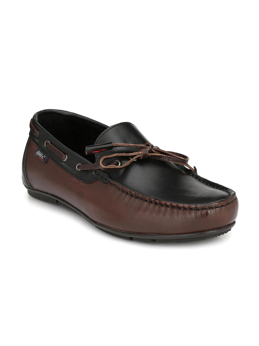 

Hitz Men Brown Leather Colourblocked Boat Shoes