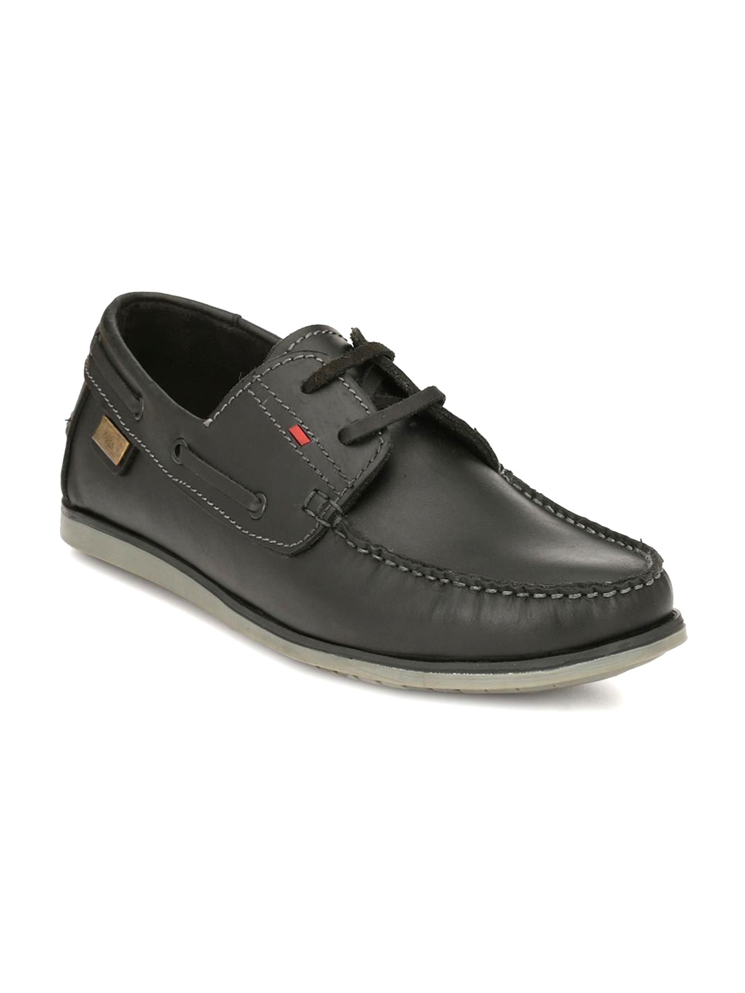 

Hitz Men Black Leather Boat Shoes