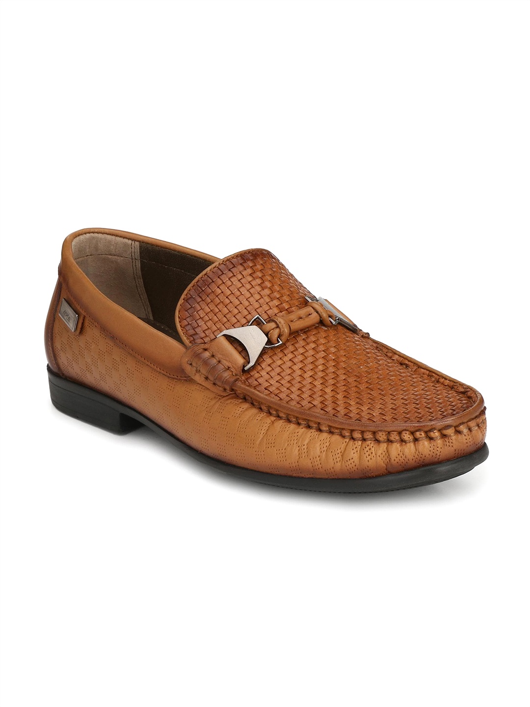 

Hitz Men Tan Brown Textured Leather Loafers