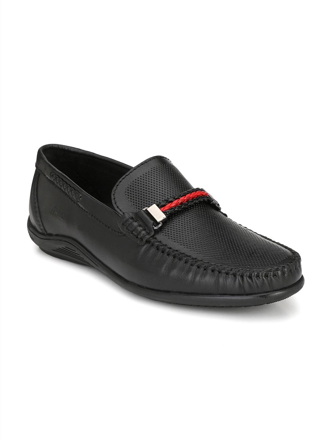 

Hitz Men Black Perforations Leather Loafers