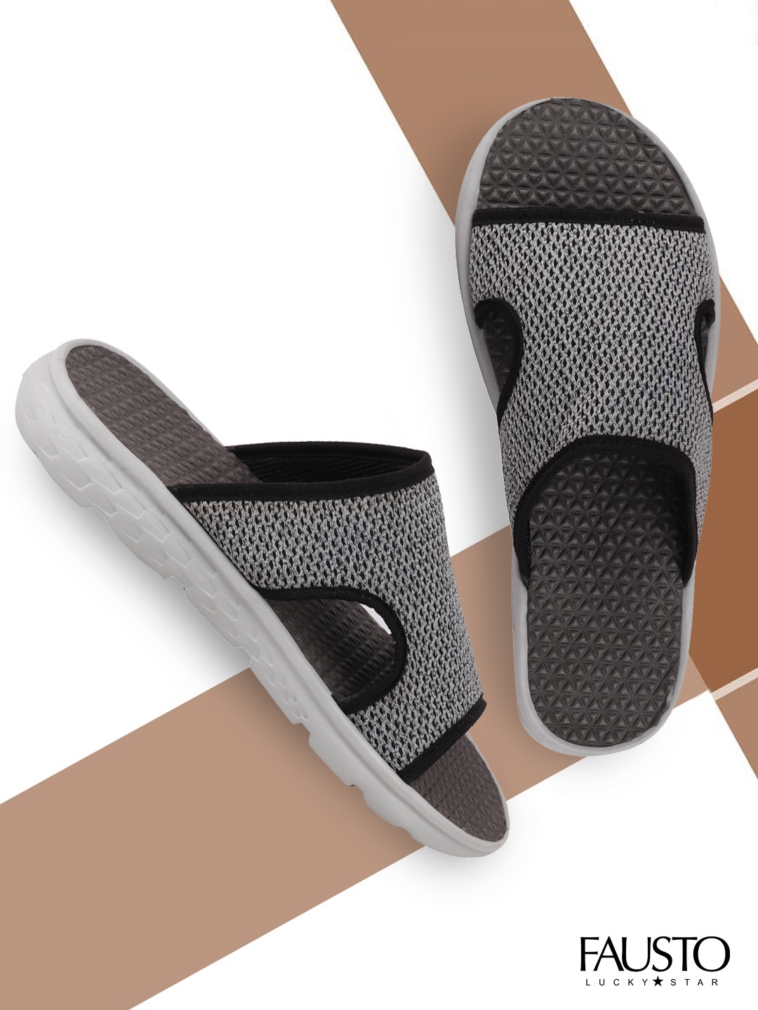 

FAUSTO Men Grey Solid Sliders