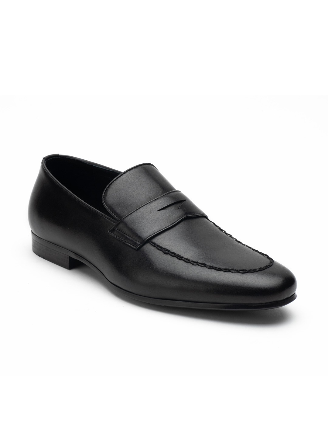 

Heel & Buckle London Men Black Solid Leather Formal Penny Loafers