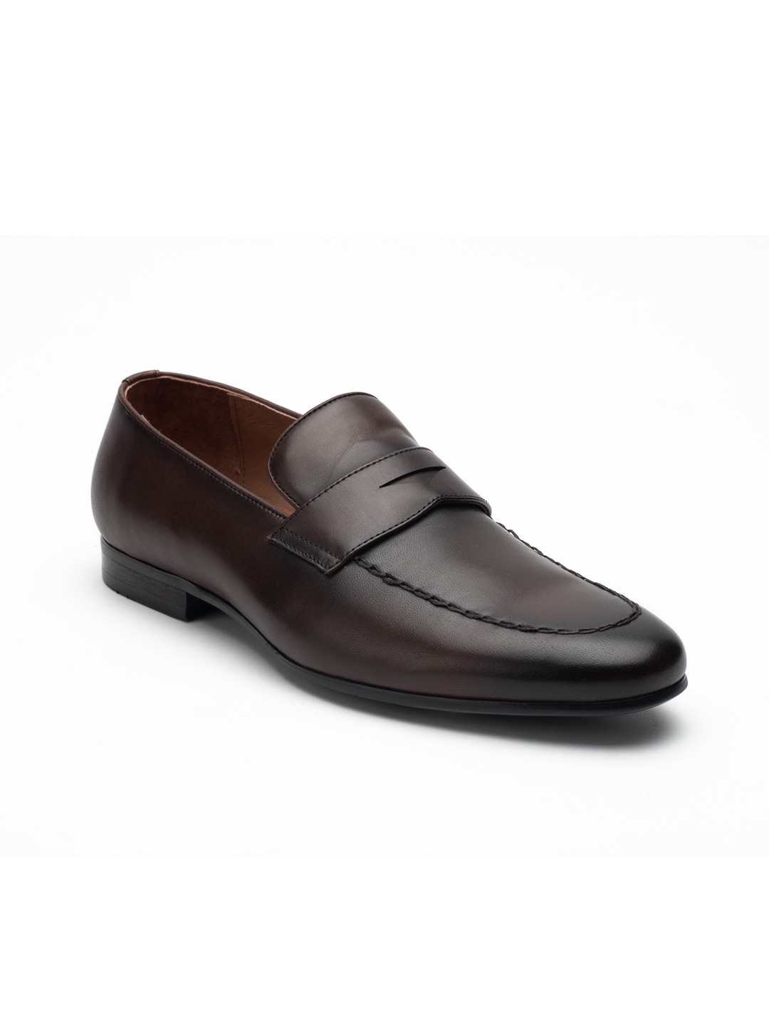 

Heel & Buckle London Men Brown Solid Leather Formal Penny Loafers