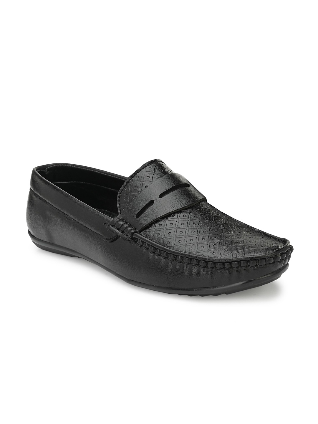 

Provogue Men Black Textured Penny Loafers