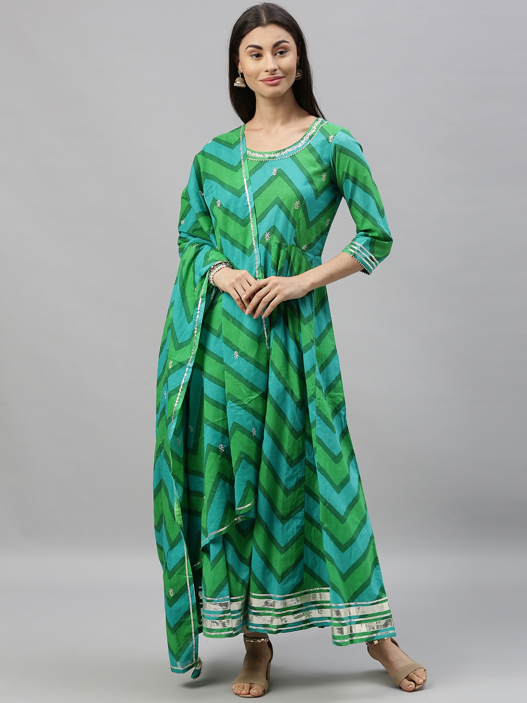 

Ishin Women Green Embroidered Anarkali Kurta
