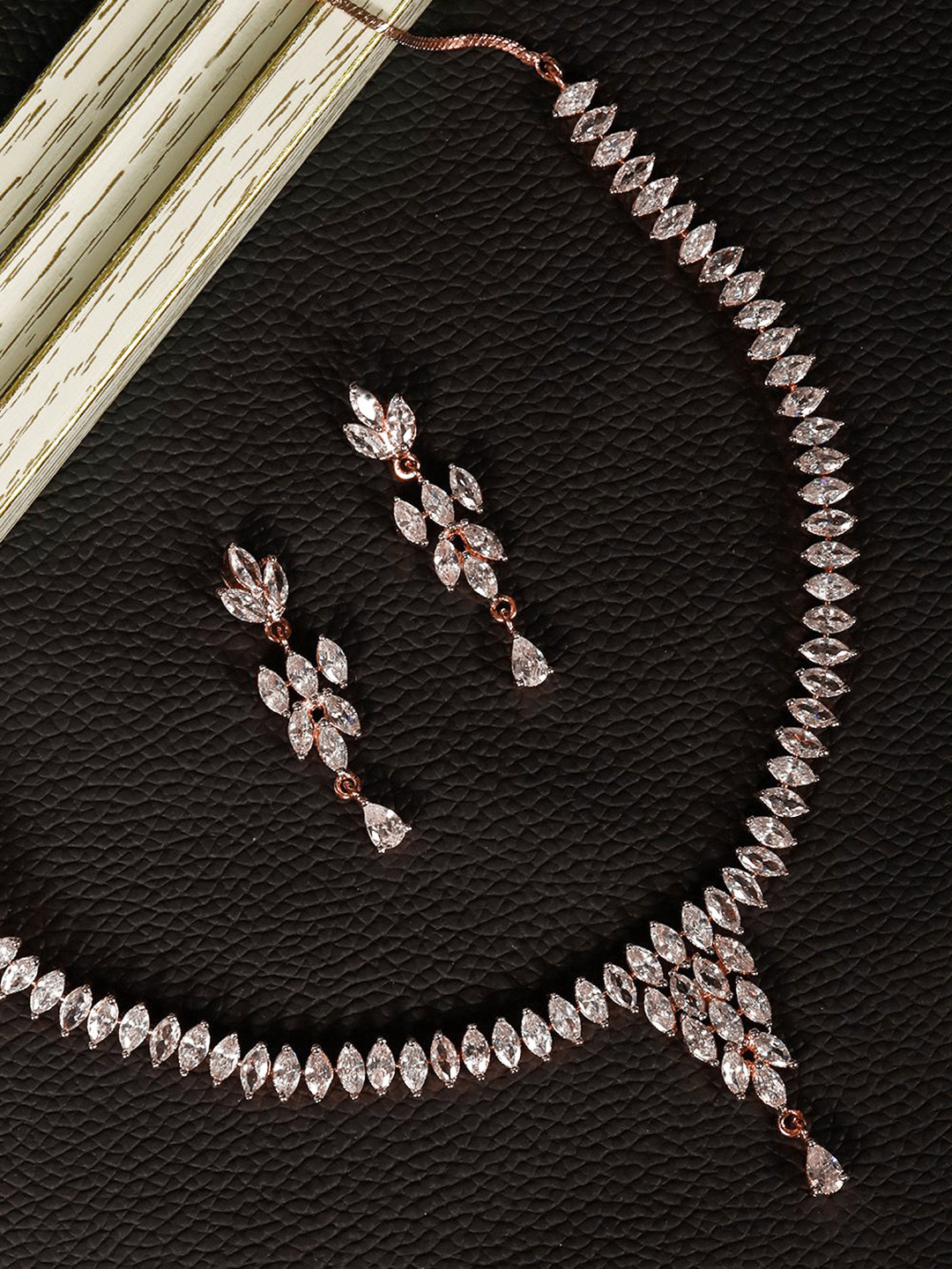 

Priyaasi Rose Gold-Plated AD-Studded Handcrafted Jewellery Set