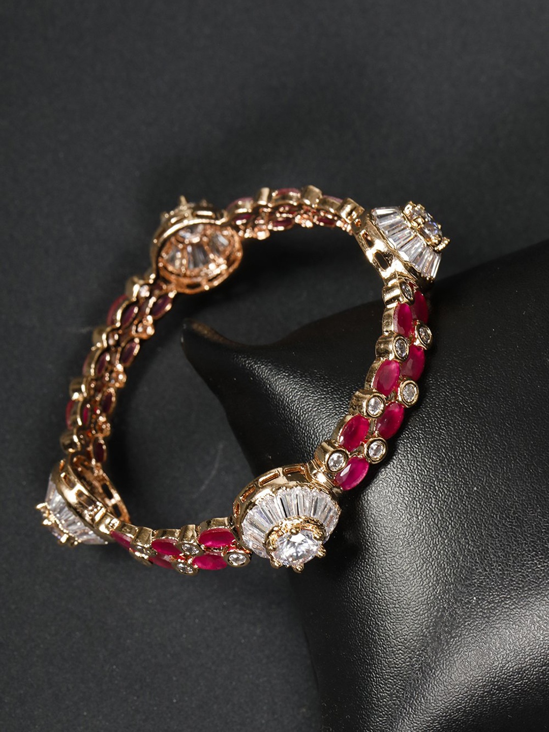 

Priyaasi Pink Rose Gold-Plated AD-Studded Handcrafted Bangle