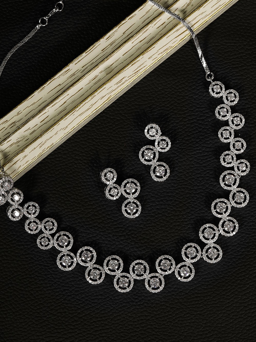 

Priyaasi Silver-Plated AD-Studded Handcrafted Jewellery Set