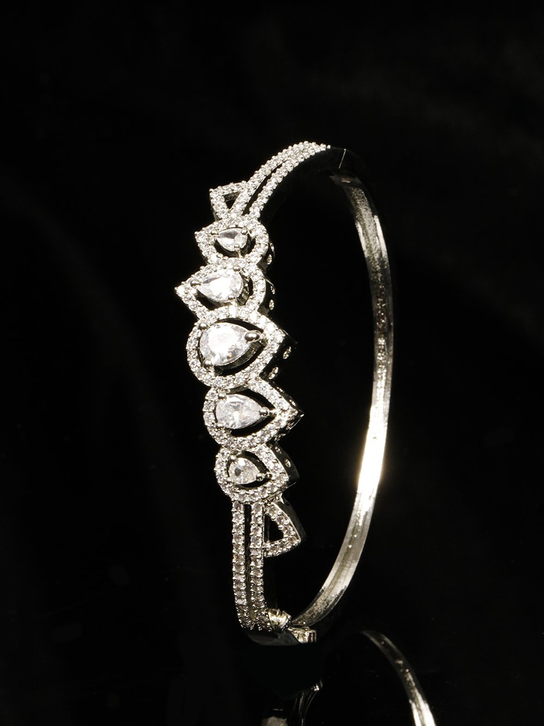 

Priyaasi Silver-Plated AD-Studded Handcrafted Bangle-Style Bracelet