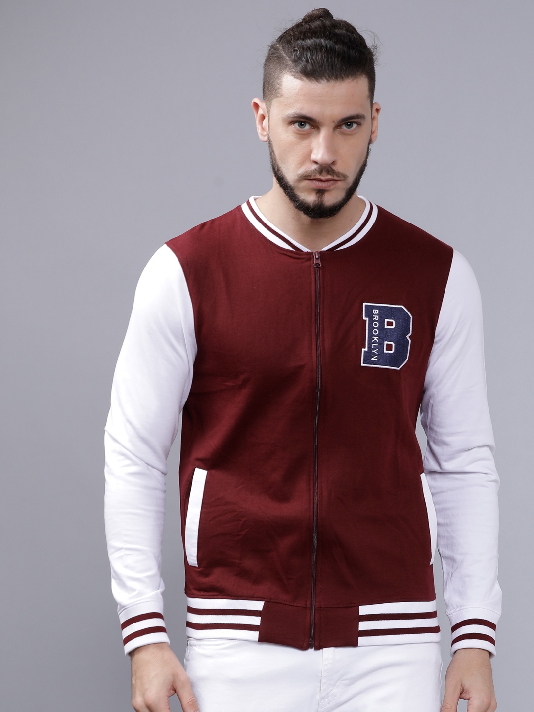 

The Indian Garage Co Men Burgundy Colourblocked Sweatshirt