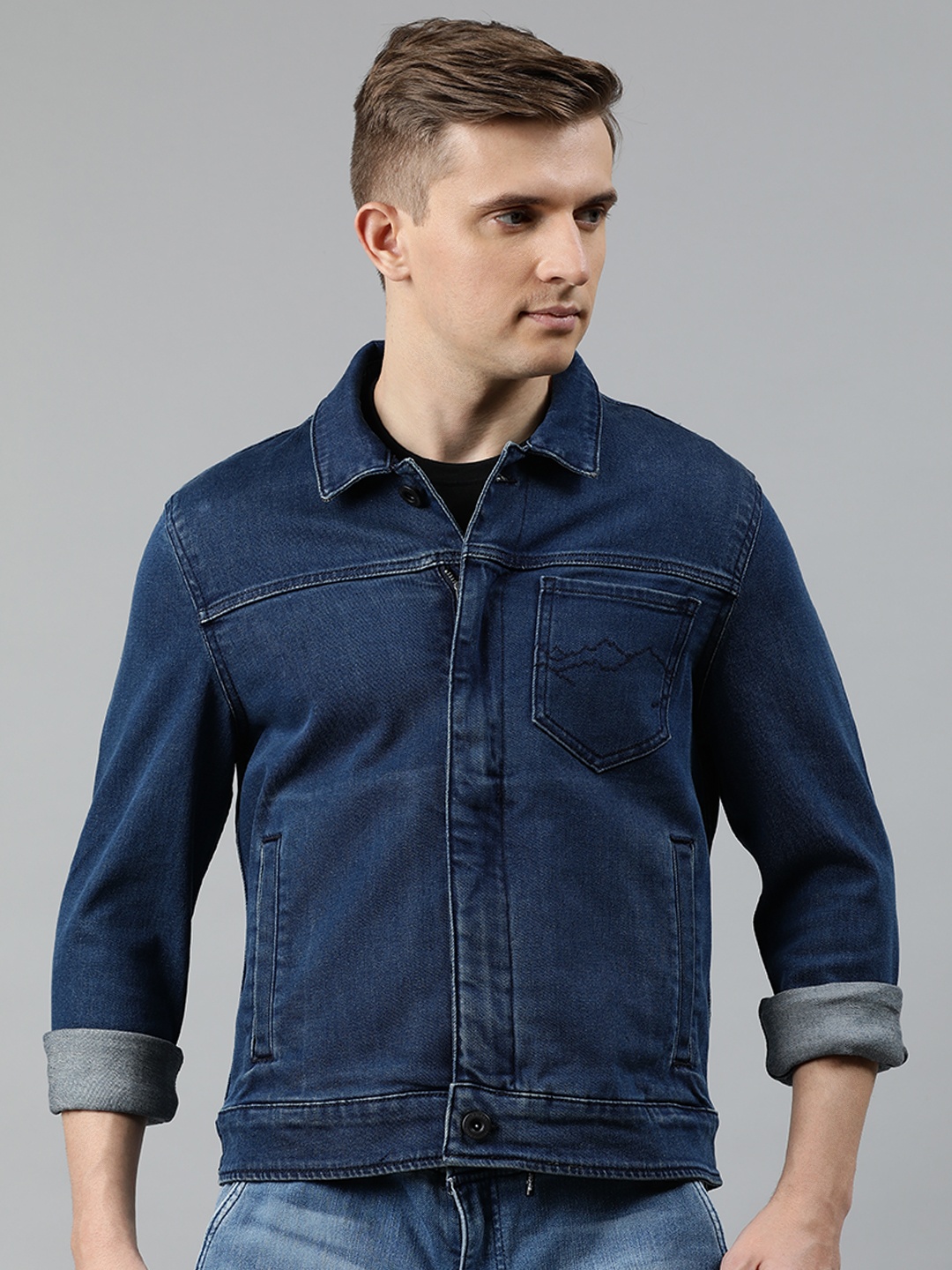 

Louis Philippe Jeans Men Blue Washed Denim Jacket