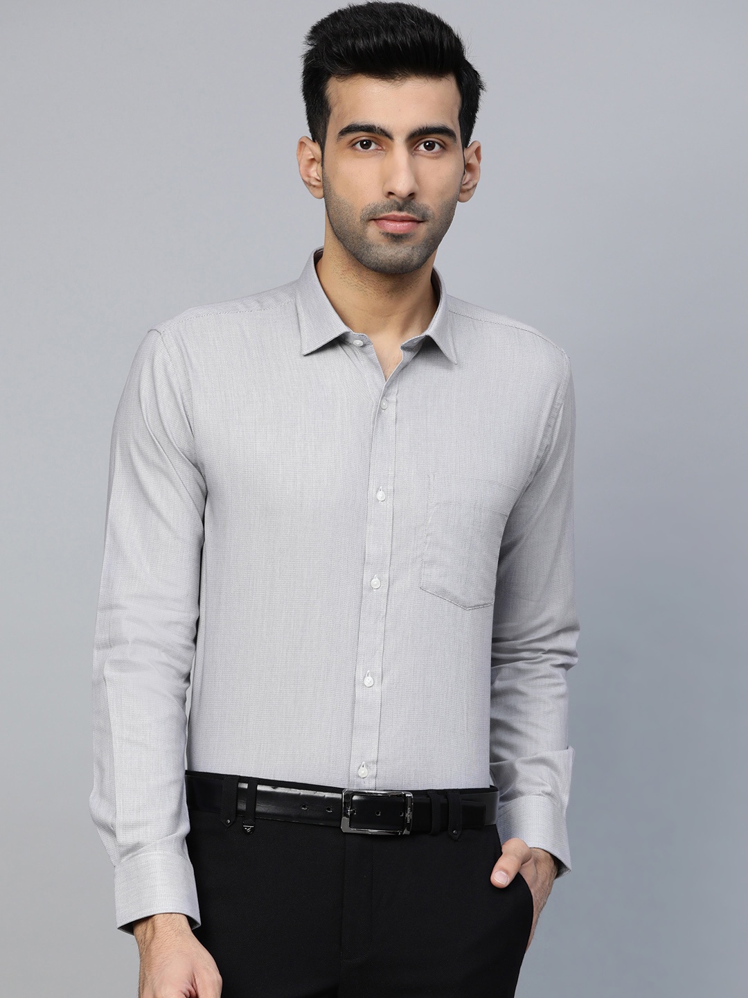 

Park Avenue Men Grey Slim Fit Self-Design Formal Shirt