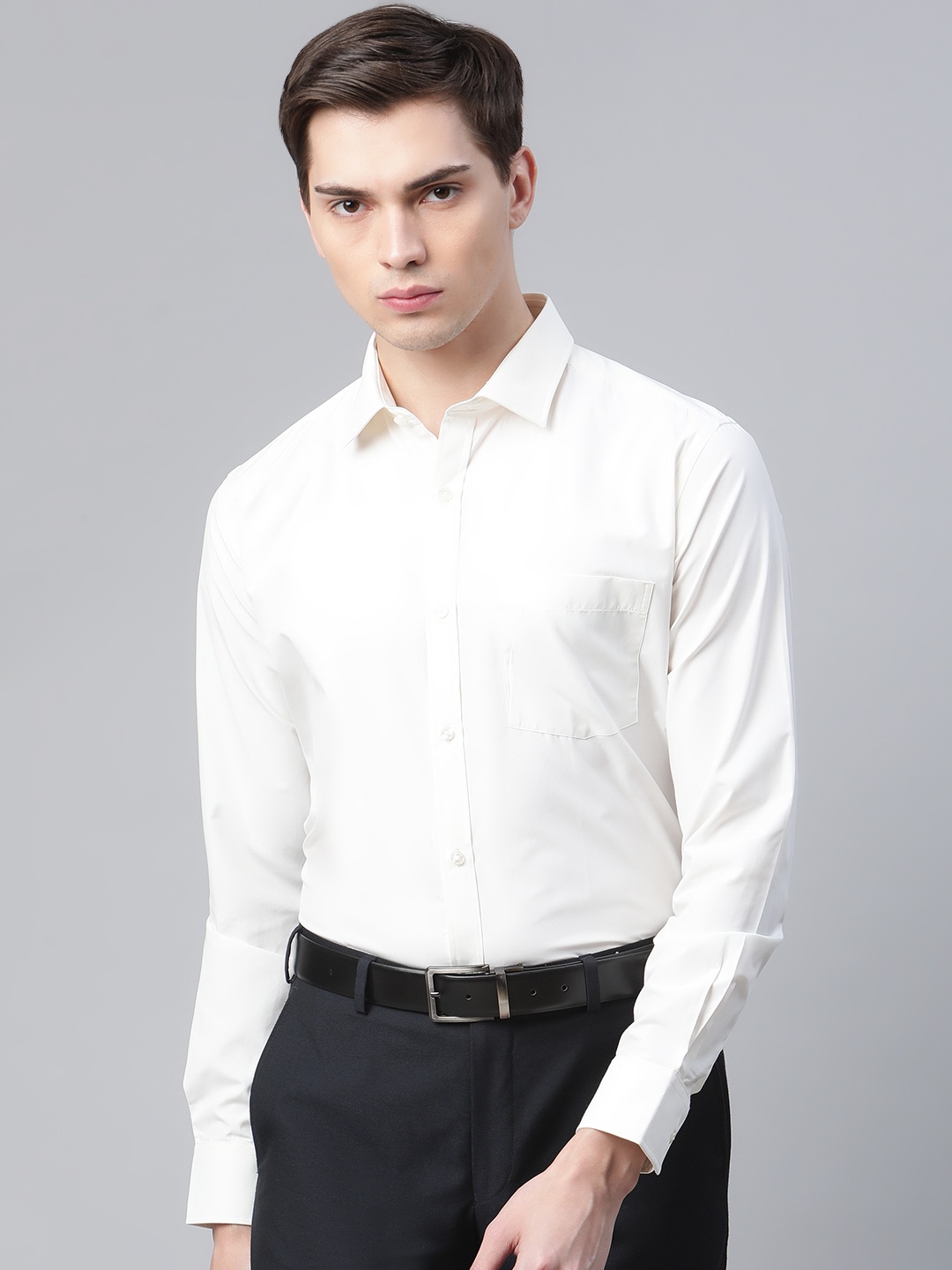 

Park Avenue Men White Cotton Slim Fit Easy Care Solid Formal Shirt