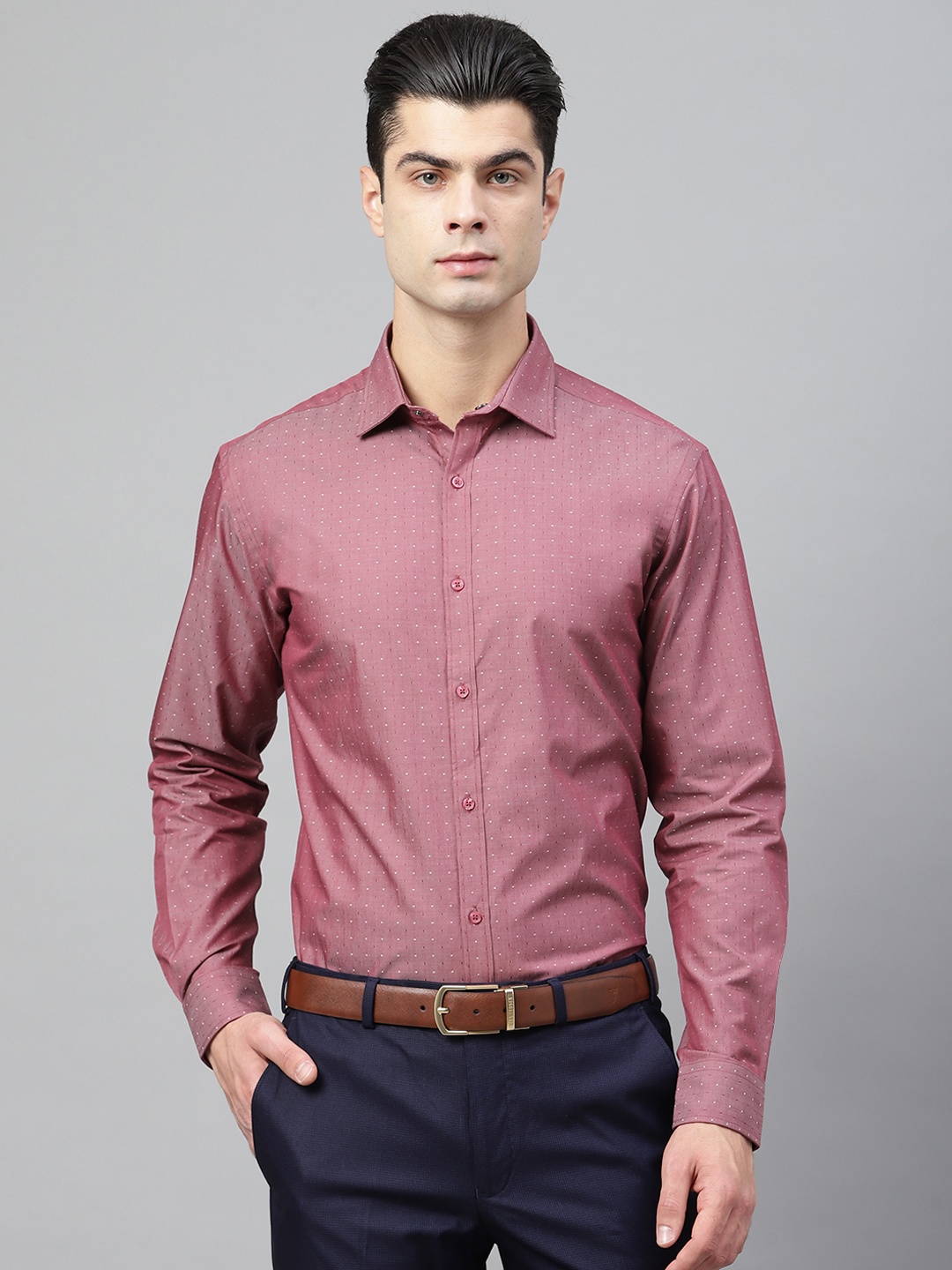 

Park Avenue Men Red Super Slim Fit Self Design Formal Shirt