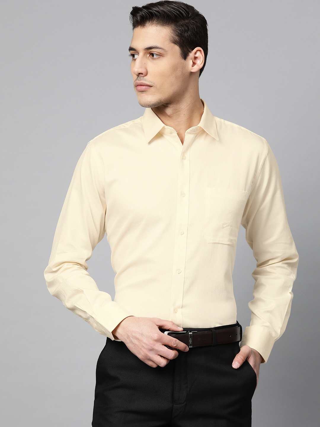 

Raymond Men Yellow Contemporary Fit Solid Formal Shirt