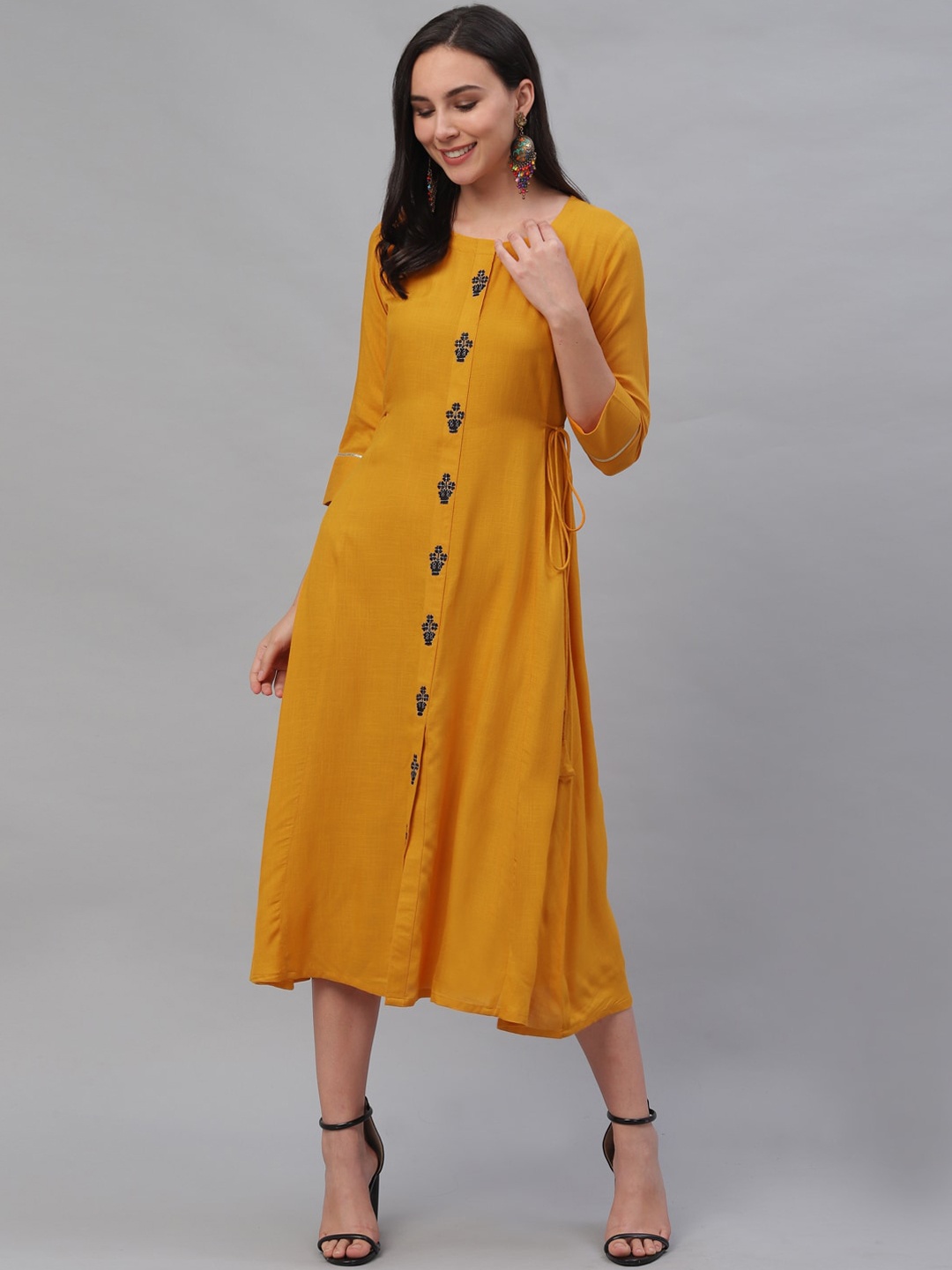 

GERUA Women Yellow Solid A-Line Dress