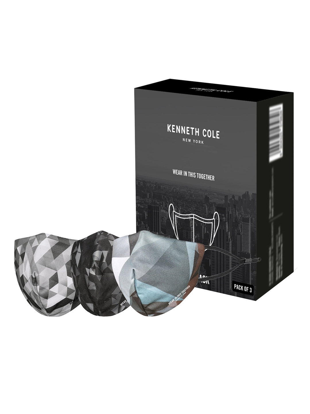 

Kenneth Cole Adults Pack of 3 Reusable 6-Layers Outdoor Masks, Grey