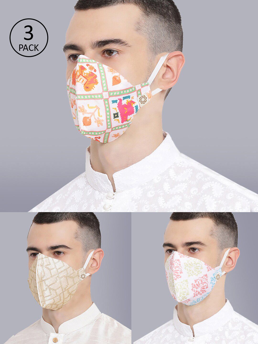 

VASTRAMAY Adults Pack of 3 Reusable 4-Layers Outdoor Masks, White