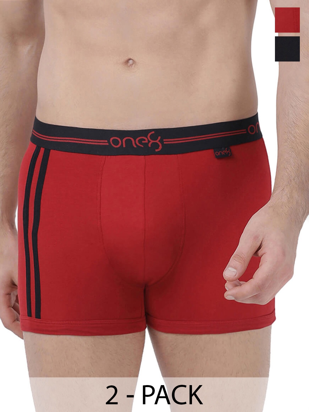 

one8 by Virat Kohli Men Pack of 2 Solid Trunks 206-PO2, Black