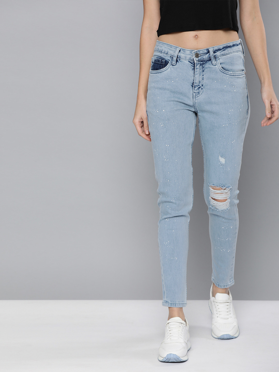 

Harvard Women Blue Skinny Fit Mid-Rise Mildly Distressed Jeans