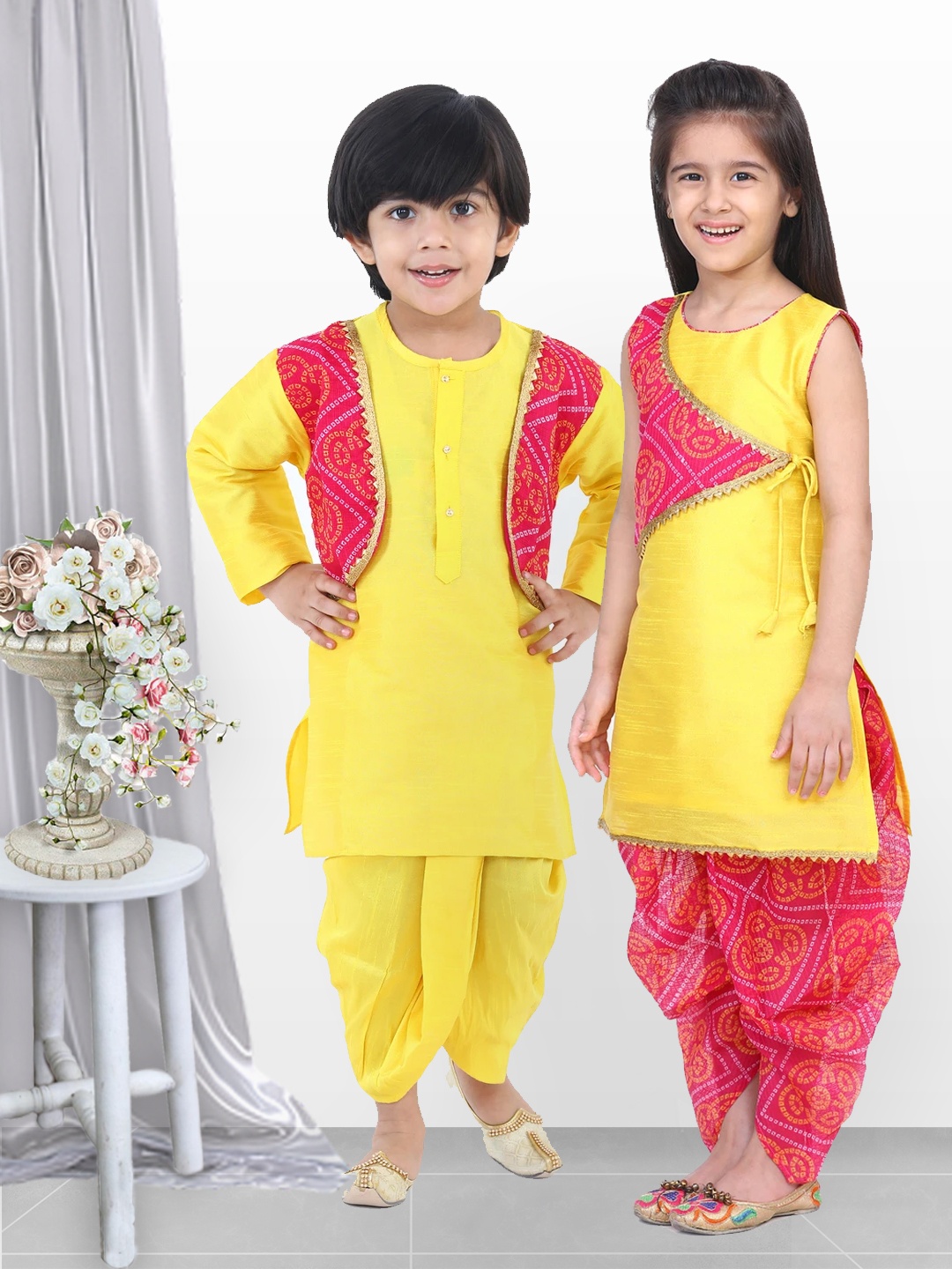 

BownBee Boys Yellow Solid Kurta with Dhoti Pants