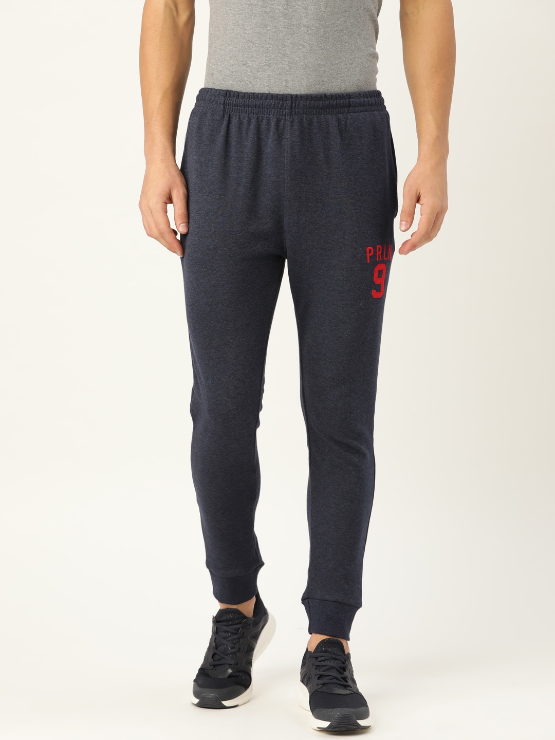 

Proline Active Men Navy Blue Solid Joggers with Printed Detail