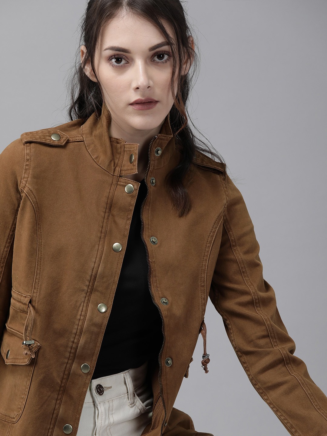 

Roadster Women Brown Solid Tailored Jacket