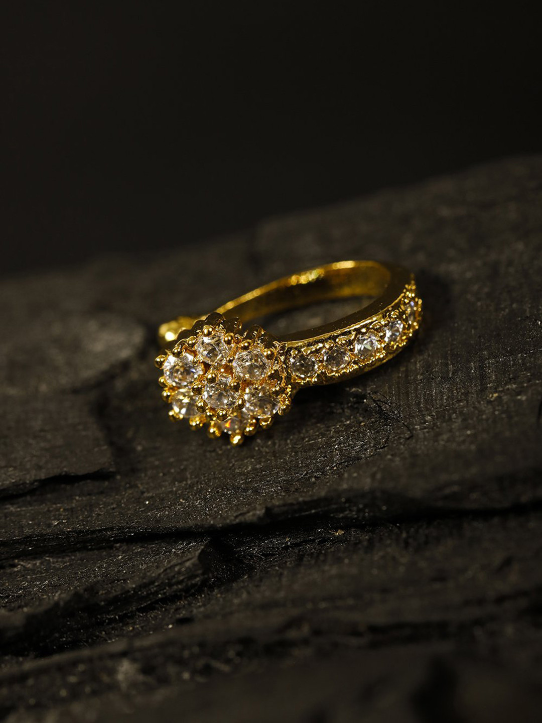 

Priyaasi Gold-Plated American Diamond Studded Clip-On Nosepin