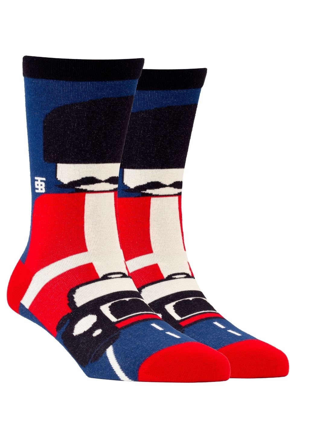 

SockSoho Men Navy & Red Royal Guard Patterned Above Ankle-Length Socks, Navy blue