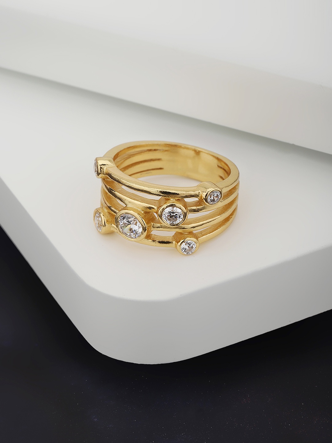 

Carlton London Women Gold-Plated CZ-Studded Handcrafted Finger Ring